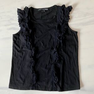 NEW Veronica Beard Black Ruffled Sleeveless Top M